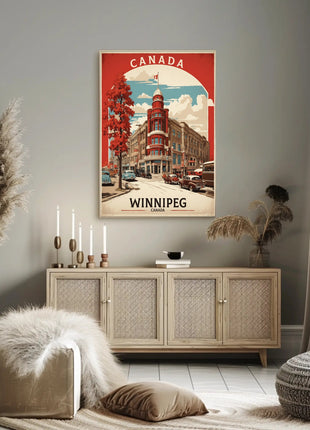 Vintage Winnipeg Landmark with Classic Cars Urban or Cityscape Poster