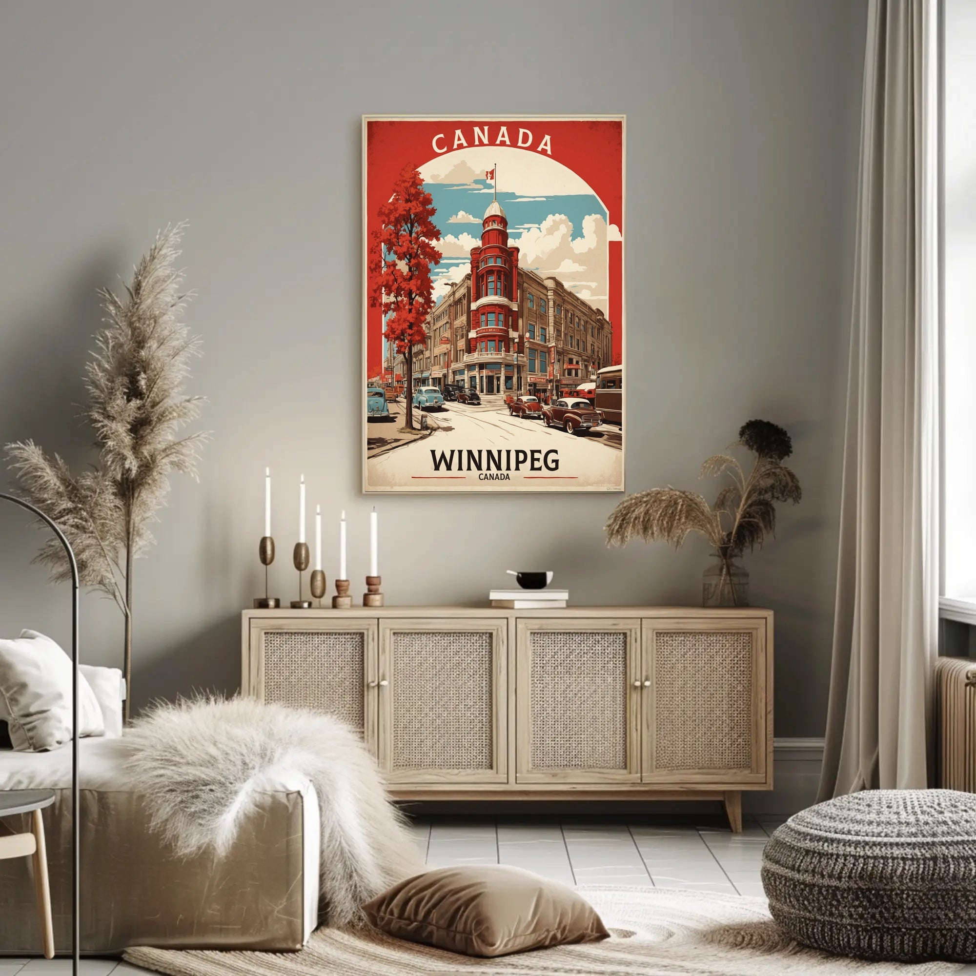 Vintage Winnipeg Landmark with Classic Cars Urban or Cityscape Poster