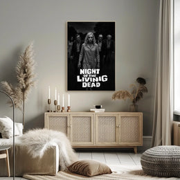 Classic Horror Zombies Vintage Black White Cinematic Gothic Mid Century Dark Poster