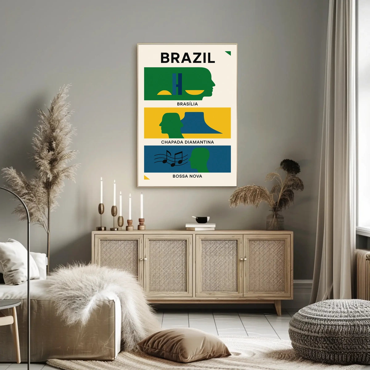 Brazilian Art Poster: Modern Abstract Cultural Tribute