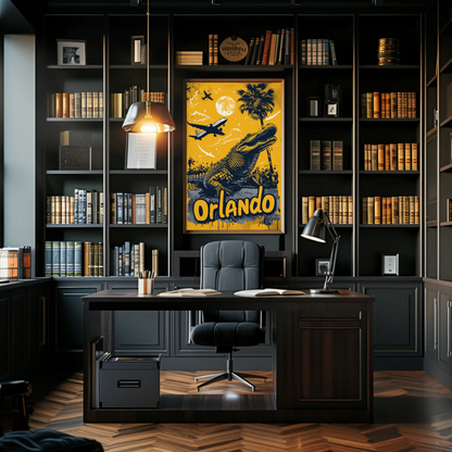 Orlando Vintage Poster - Gator and Airplanes