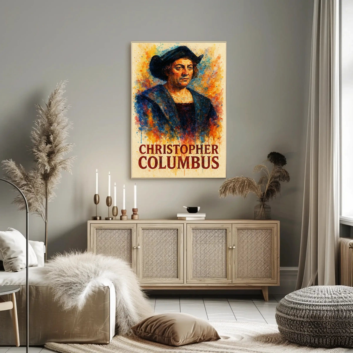 Christopher Columbus Watercolor Exploration Art Poster