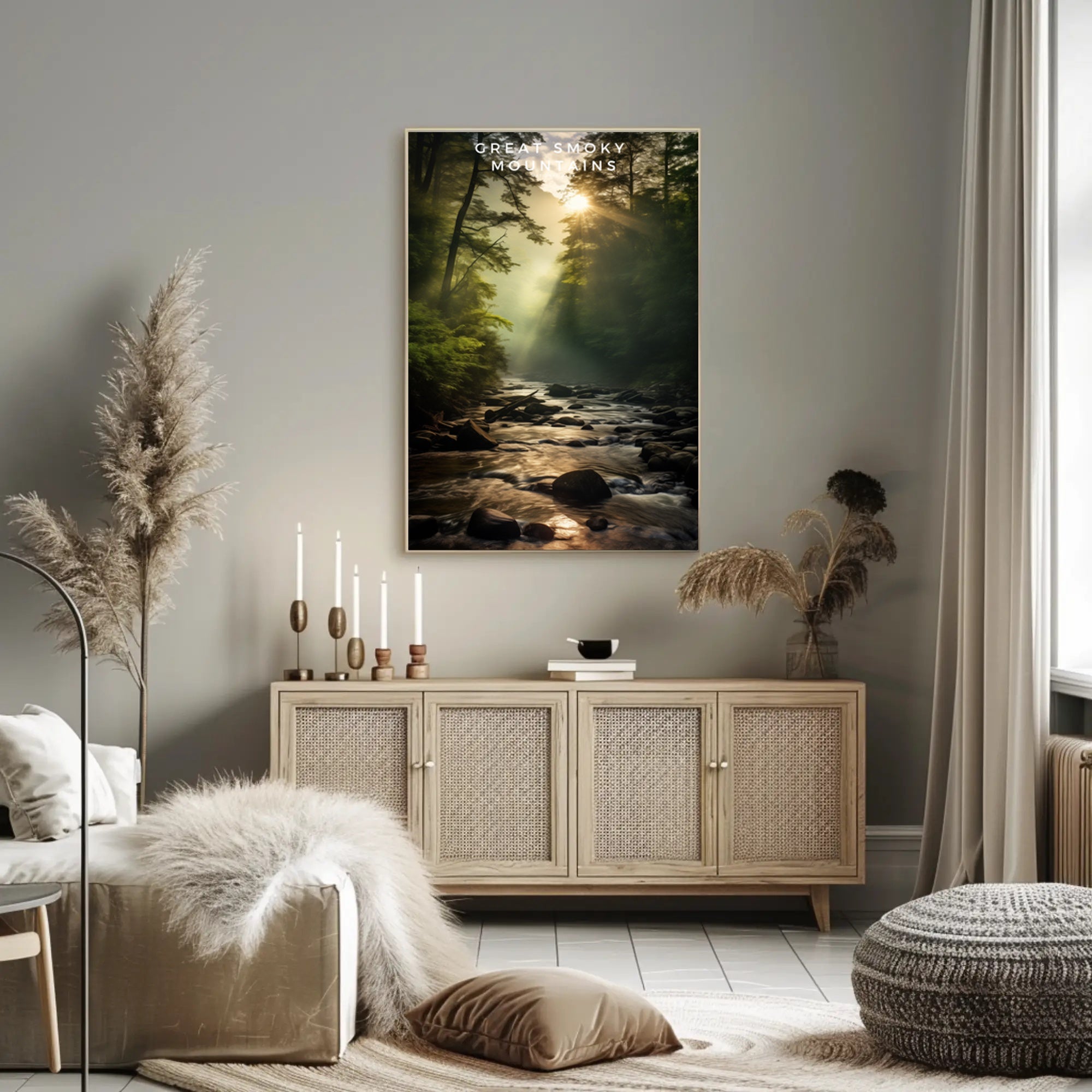 Tranquil Sunlit Forest Travel Poster Print