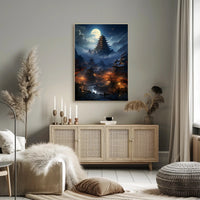 Moonlit Pagoda Serenity Poster