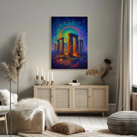 Stonehenge Cosmic Night Surreal Fantasy Art Poster