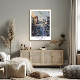 Urban Street Scene Watercolor Poster in Cityscape Category PosterGoat
