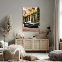 Luxury Green Sports Car at Elegant Mansion Poster