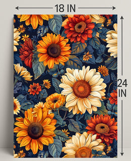Vibrant Floral Illustration with Modern Artistic Poster