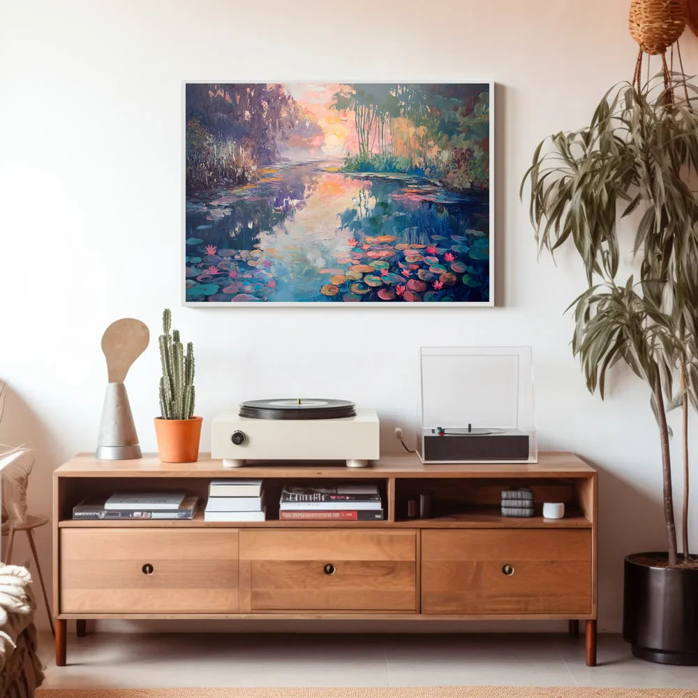 Serene Impressionistic Landscape Poster: Tranquil Water Scene