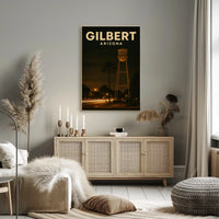 Gilbert Arizona Nighttime Landmark Realism Timeless Poster