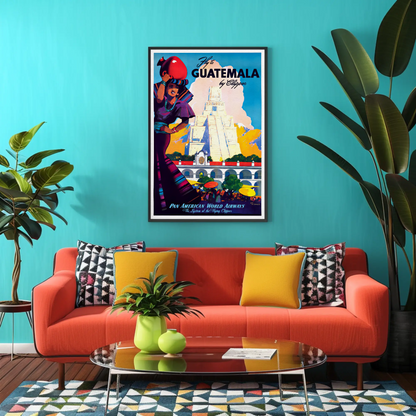 Guatemala Pan Am Airways Vintage Poster