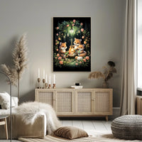 Whimsical Fox Picnic in Enchanted Forest Poster