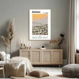 Bethlehem Urban Landscape with Middle Eastern Architecture Cityscape Poster PosterGoat