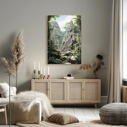 Ancient Stone Temple in Jungle Cultural or Heritage Poster