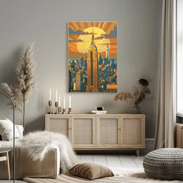 New York Skyline Retro Travel Poster Art Print