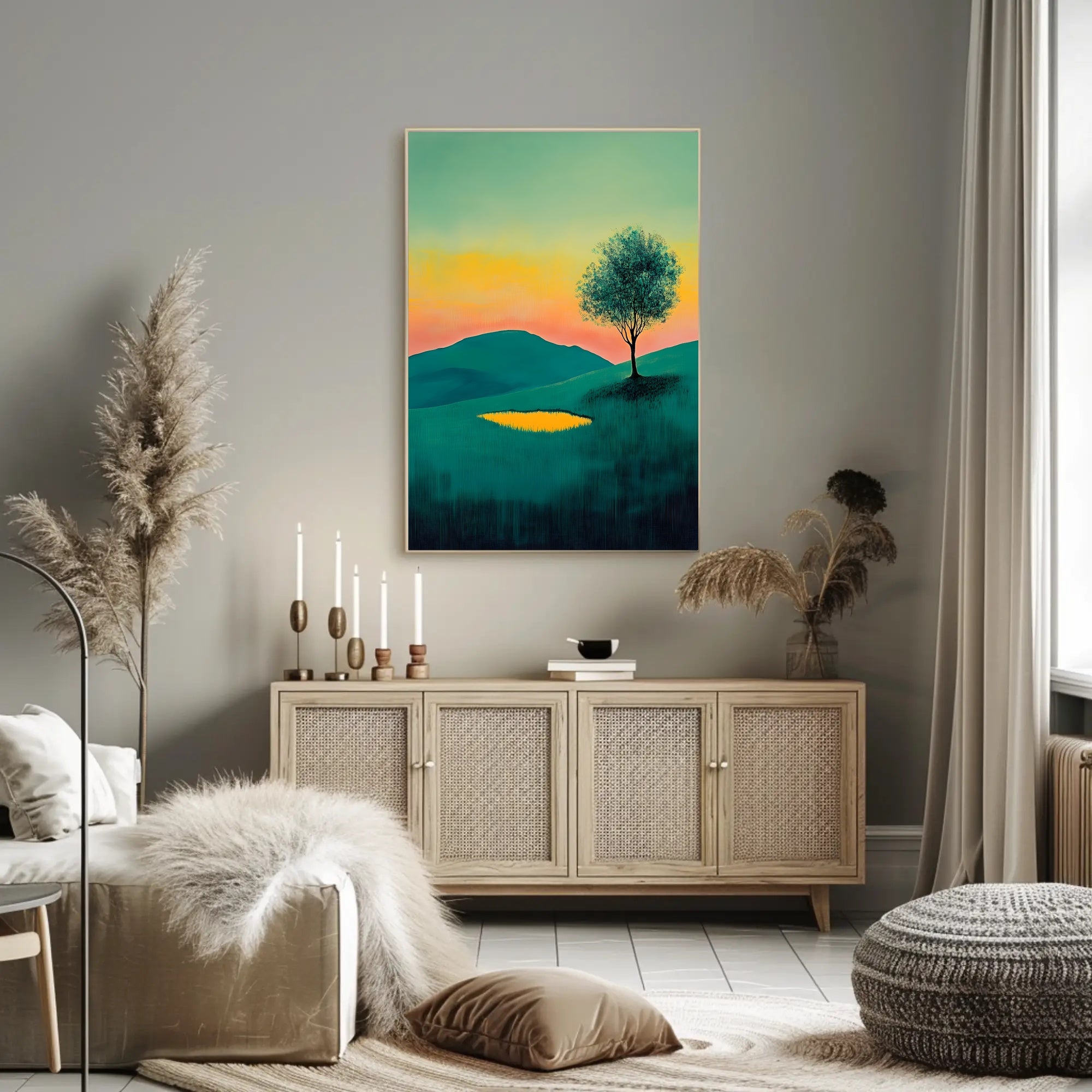 Tranquil Landscape Sunset Poster Serene Wall Art