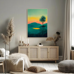 Tranquil Landscape Sunset Poster Serene Wall Art