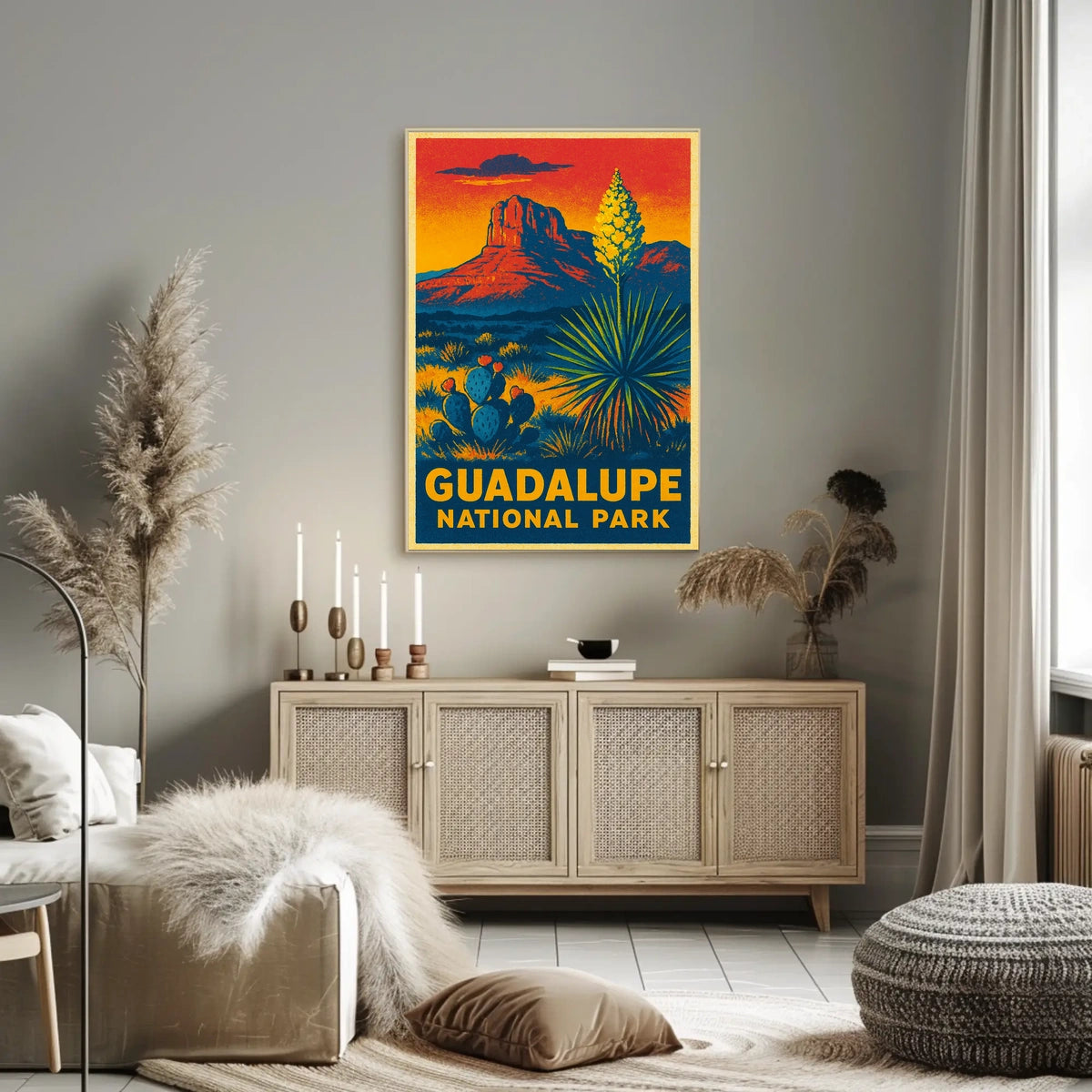 Guadalupe National Park Sunset Vintage Travel Voyager Poster