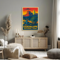 Guadalupe National Park Sunset Vintage Travel Voyager Poster