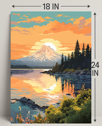 Serene Mountain Sunset Poster PosterGoat