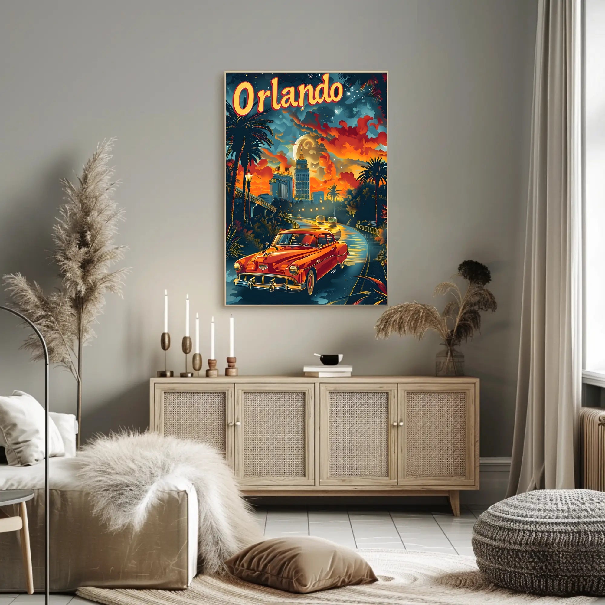 Vintage Orlando Adventure: Classic Car Travel Poster