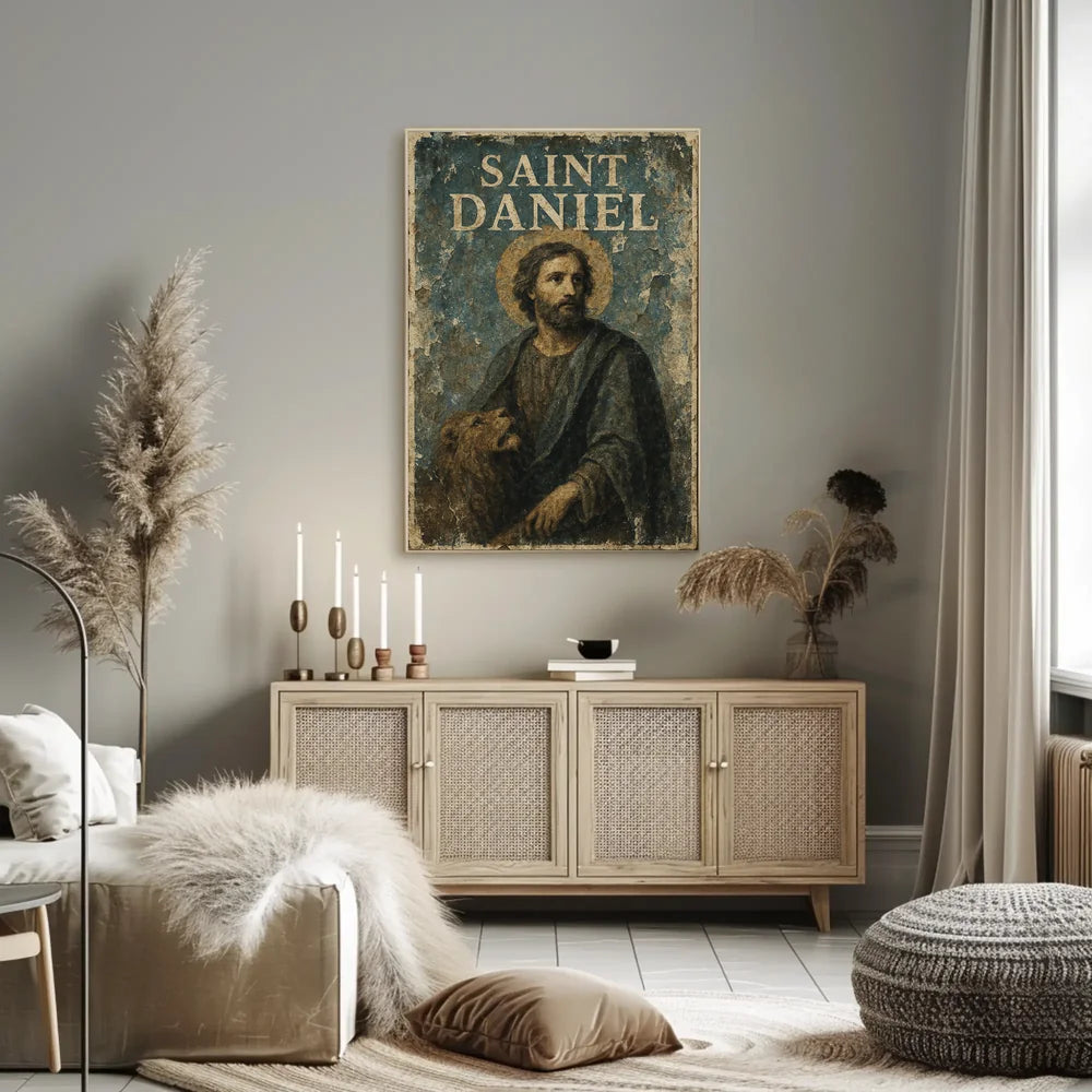 Vintage Saint Daniel Religious Art Poster