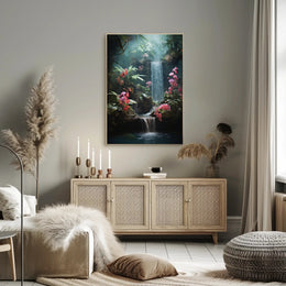 Tropical Waterfall Paradise: An Artistic Nature Poster