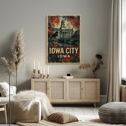Iowa City Neoclassical Architecture Vintage Patriot Poster