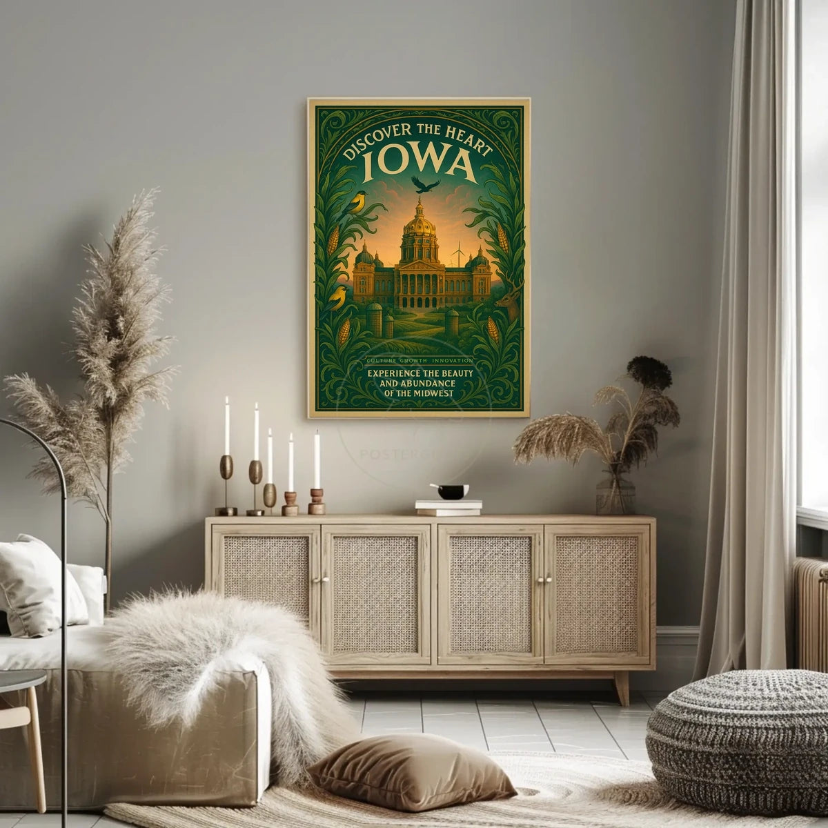 Vintage Iowa Travel Poster: Cultural and Agricultural Richness