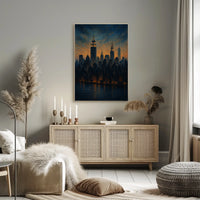 New York City Skyline Poster Impressionist Wall Art