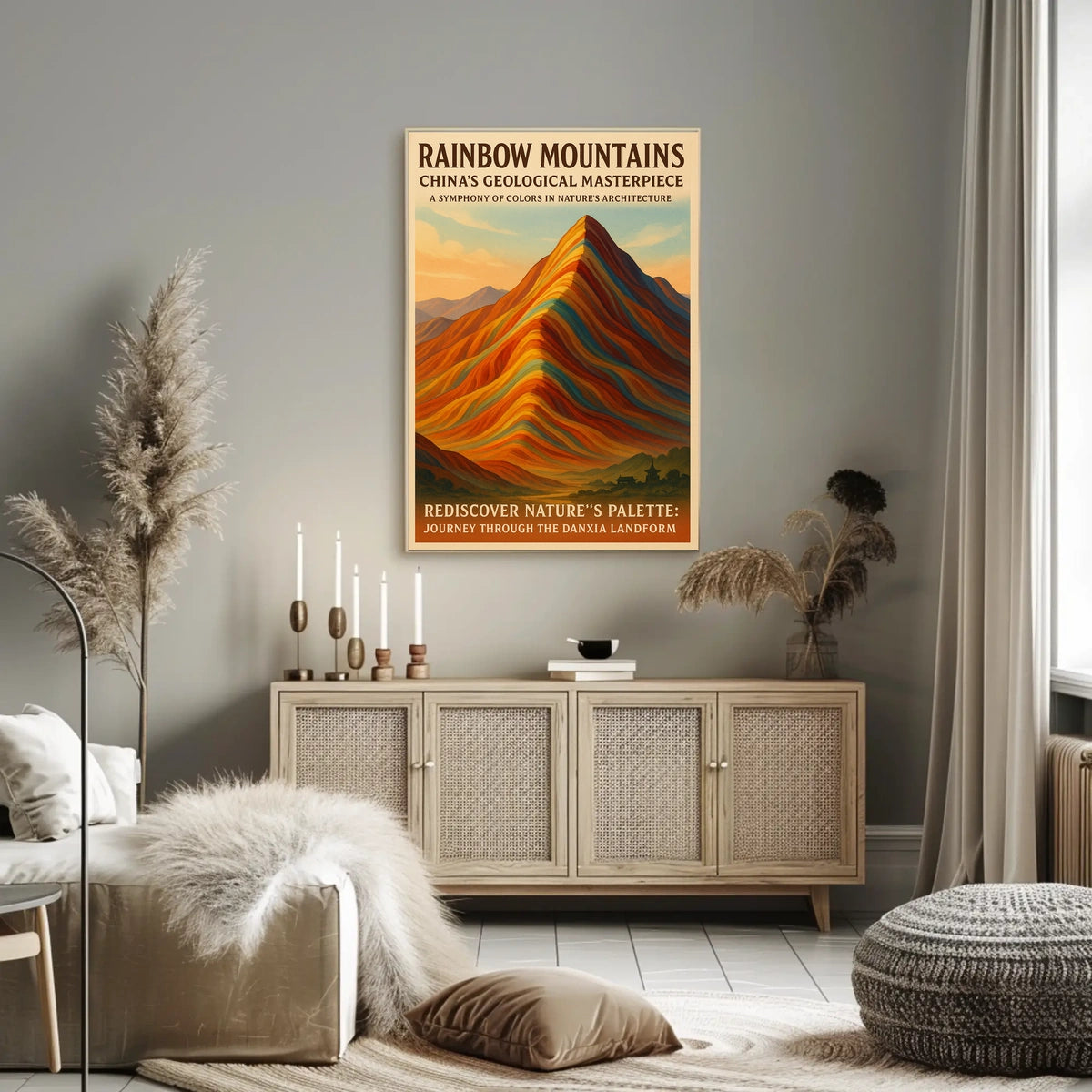 Rainbow Mountains ChinaS Geological Poster