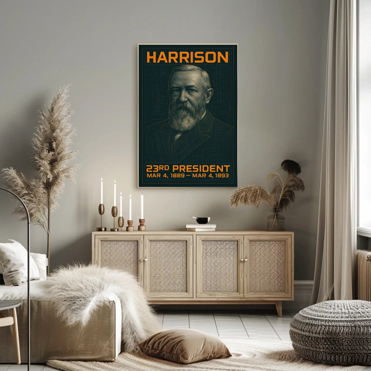 Benjamin Harrison 23rd President of the United States Techno Schematic Poster