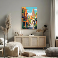 Mexico City Vibrant Street Scene Travel Poster