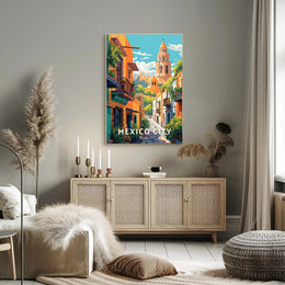 Mexico City Vibrant Street Scene Travel Poster