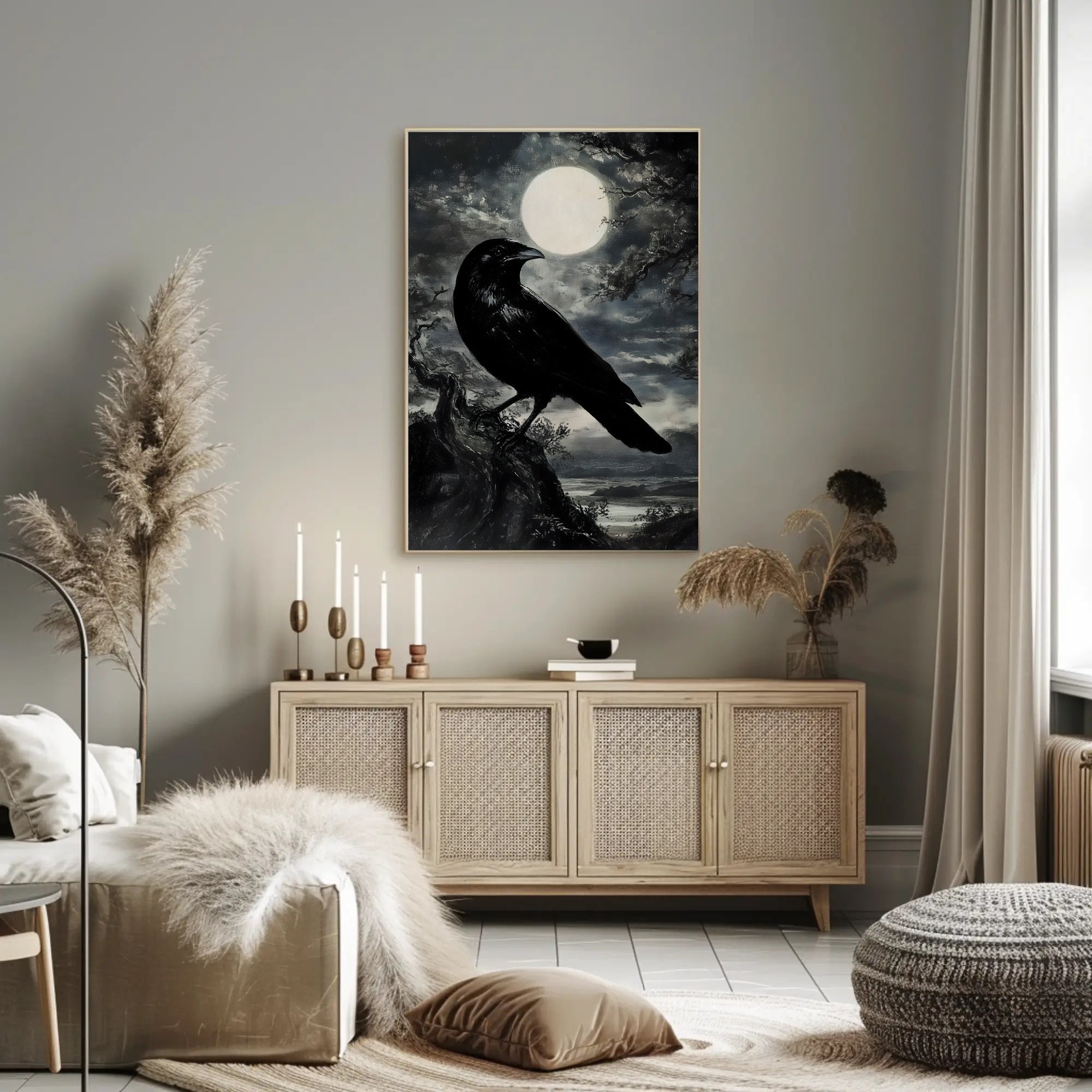 Mystical Crow in Moonlight Animal Poster PosterGoat