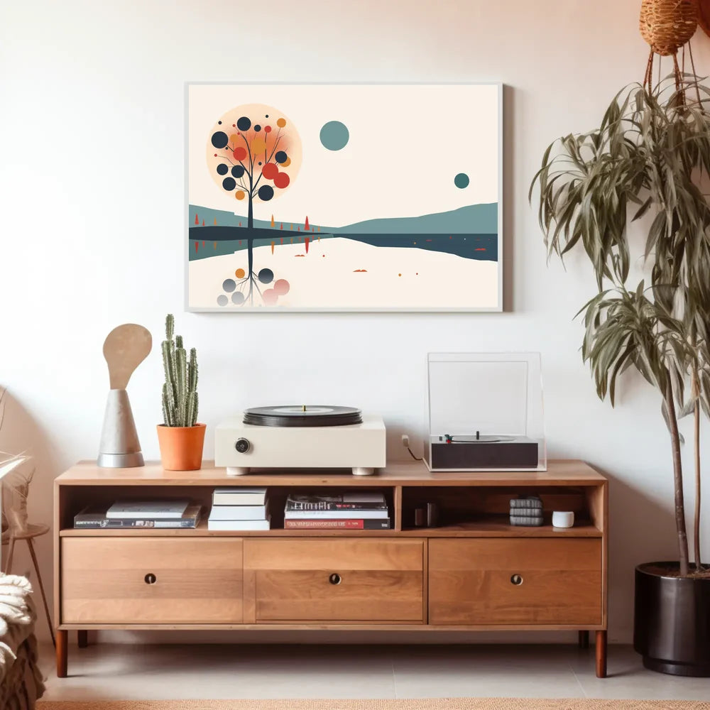 Reflective Autumn Landscape Minimalist Art Poster