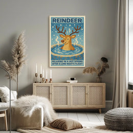 Relaxing Reindeer Mosaic Winter Art Poster - Abstract or Artistic Poster