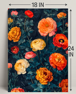 Elegant Floral Artwork on Dark Background - Artistic Poster