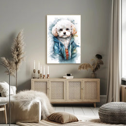 Cozy Dog Portrait Watercolor Poster Wall Art