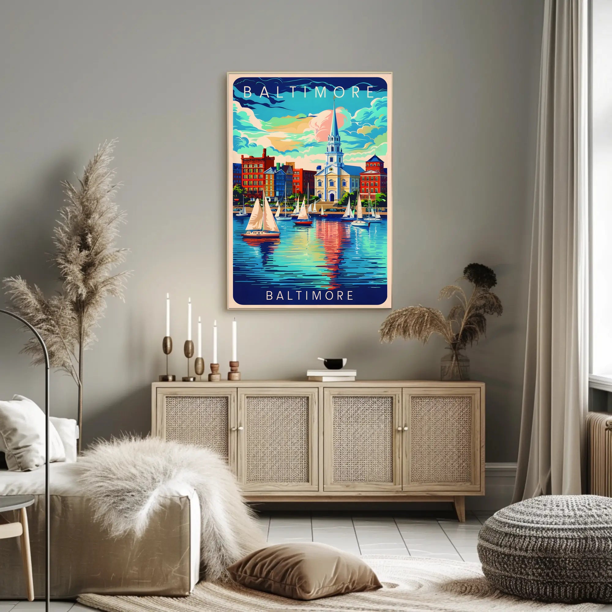 Baltimore Harbor Illustration Poster