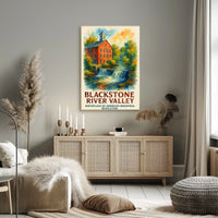 Blackstone River Valley Watercolor Historical Art Poster
