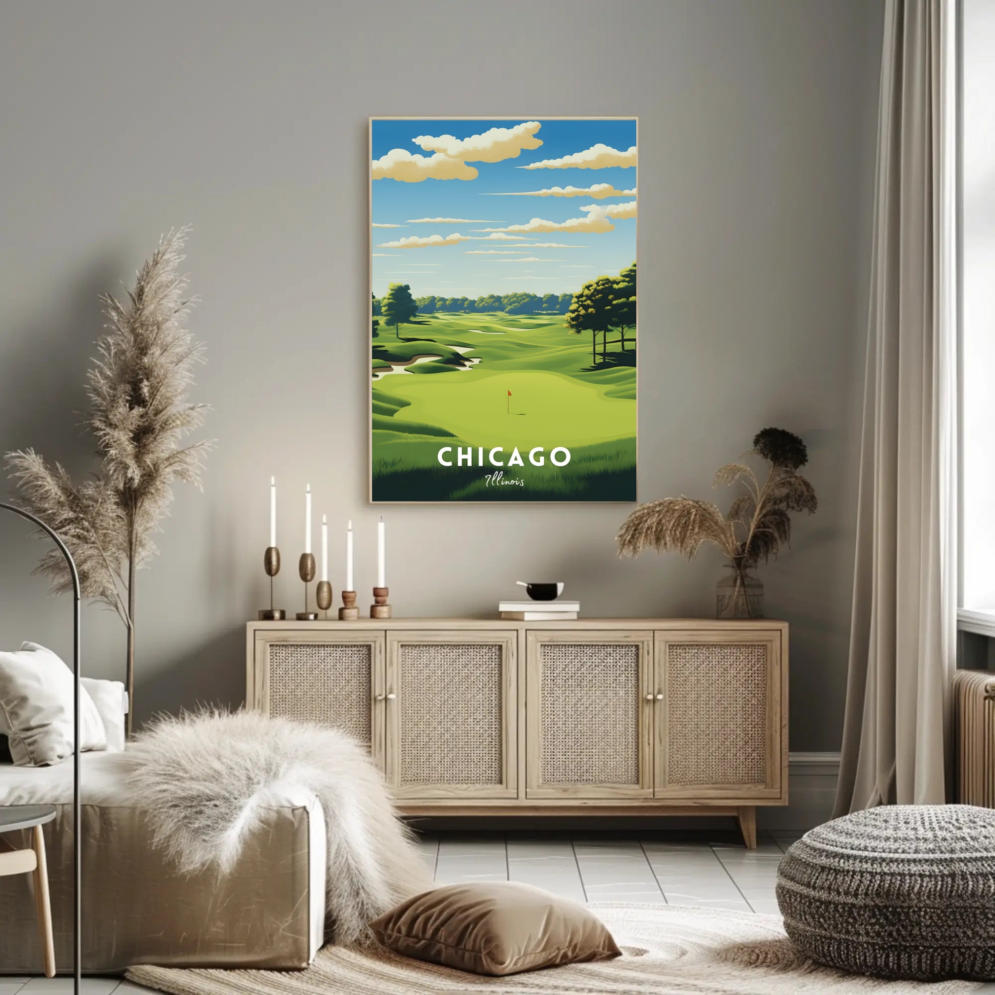 Chicago Golf Course Scenic Travel Poster