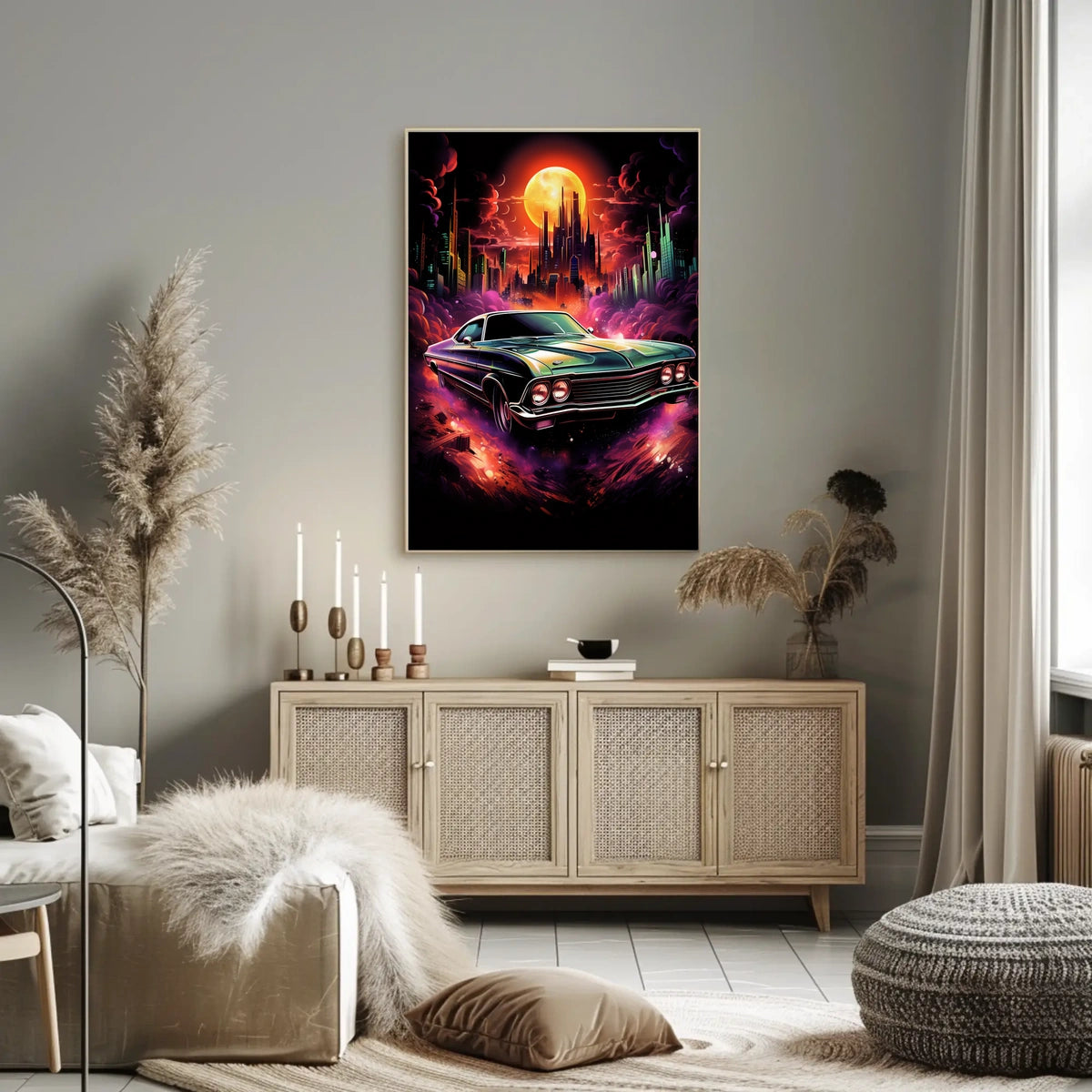 Neon Cityscape Drive Poster