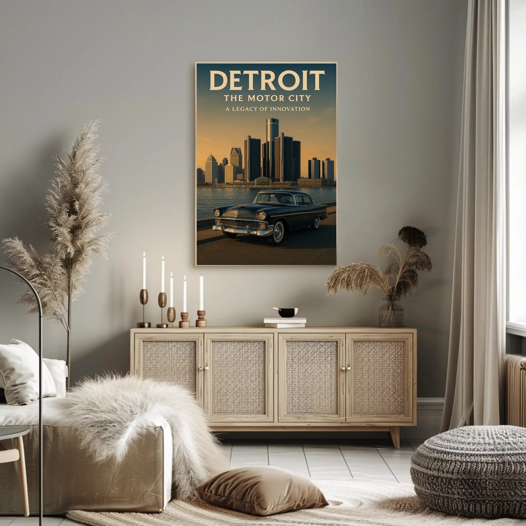 Detroit The Motor City Vintage Poster PosterGoat