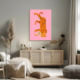 Tiger's Playful Dance: Abstract or Artistic Poster PosterGoat