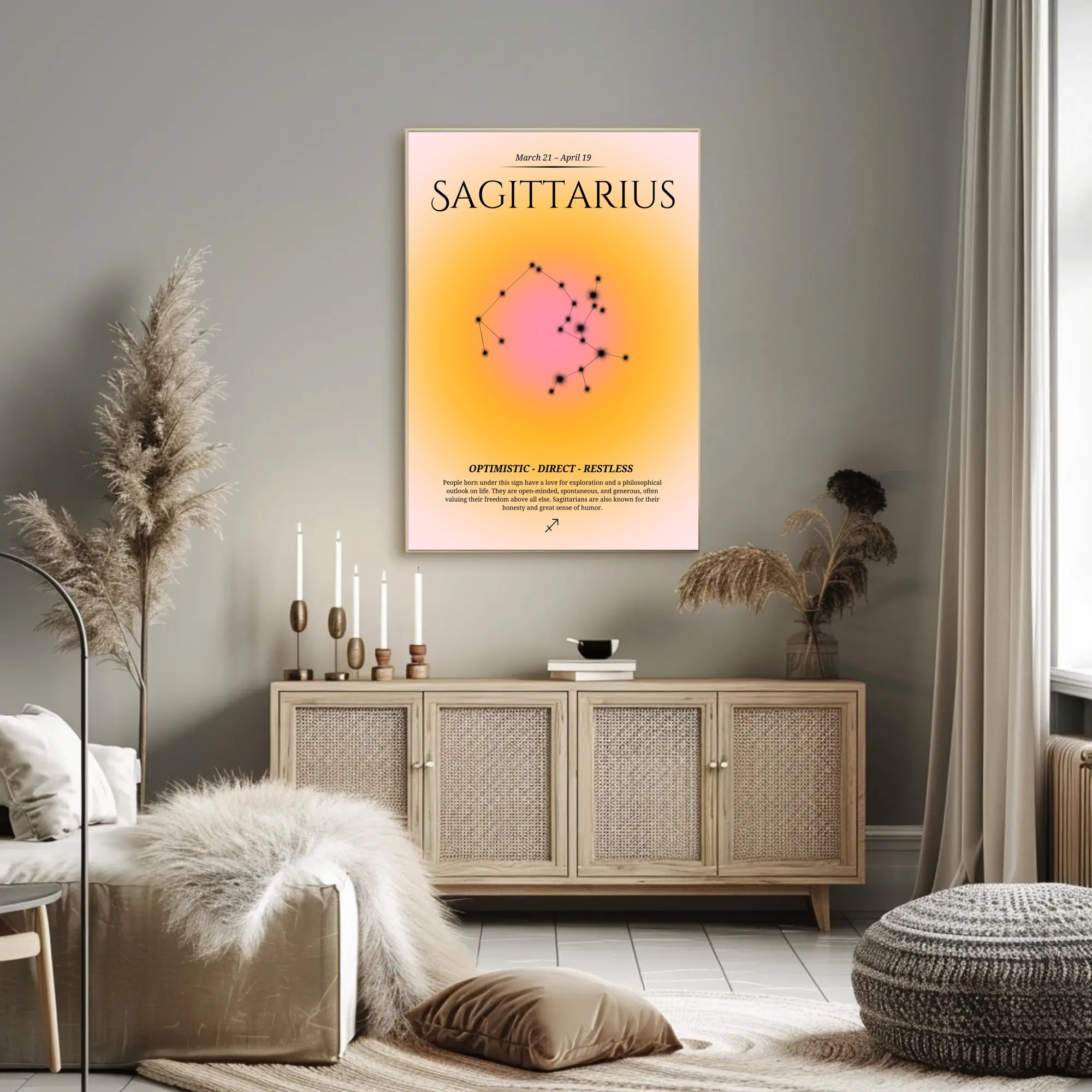Sagittarius Zodiac Constellation Minimalist Art Print PosterGoat
