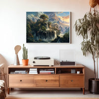 Majestic Mountain Landscape with Waterfalls Poster