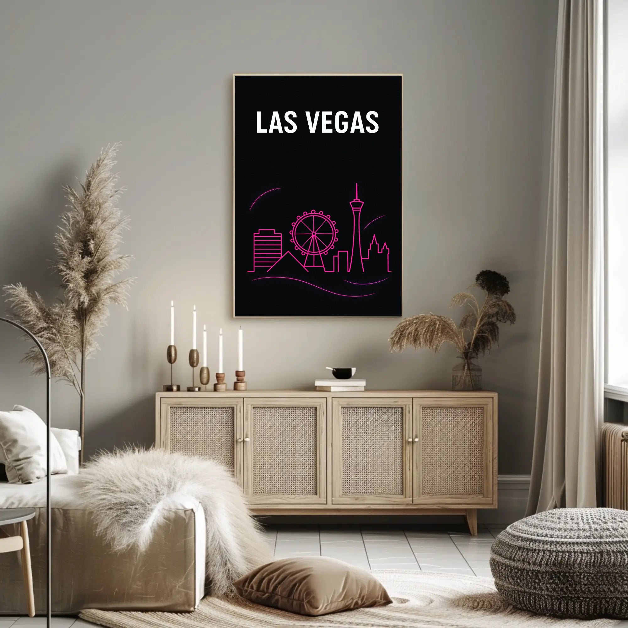 Las Vegas Neon Skyline Poster PosterGoat