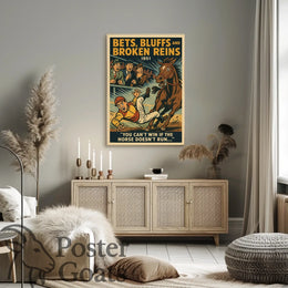 Dramatic Horse Racing Event with Vintage Style Sports Poster