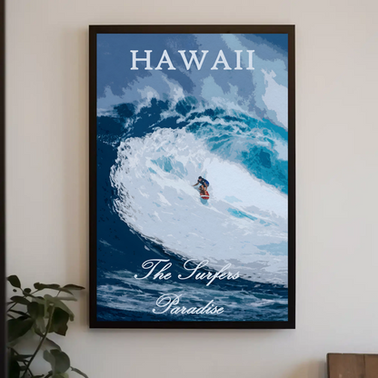 Hawaii Big Wave Surfer Ocean Power Travel Poster